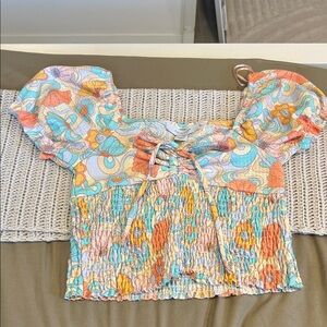 Primark Multicolor Puff Sleeve Blouse